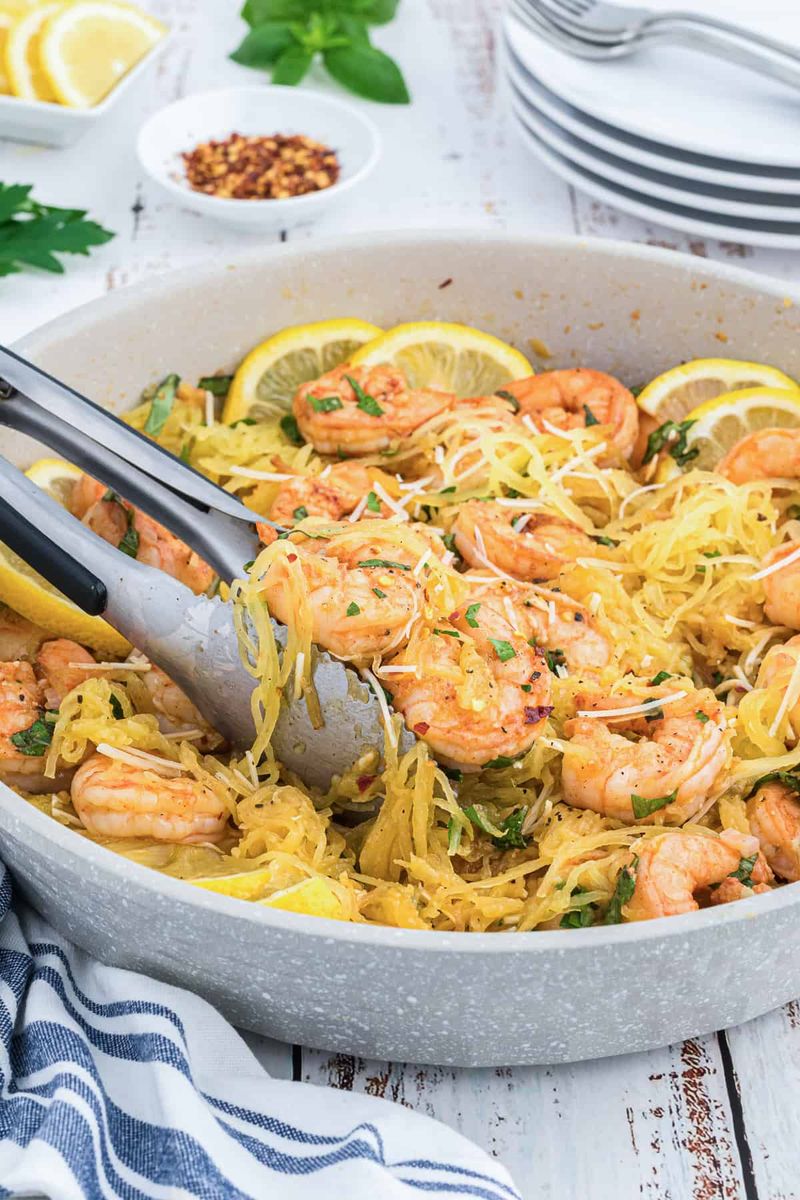 Spaghetti Squash Shrimp Scampi
