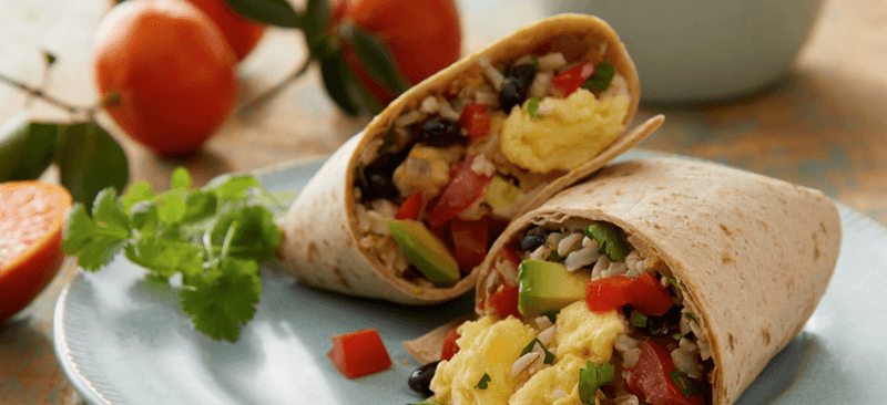 Cheesy Egg And Veggie Breakfast Burritos