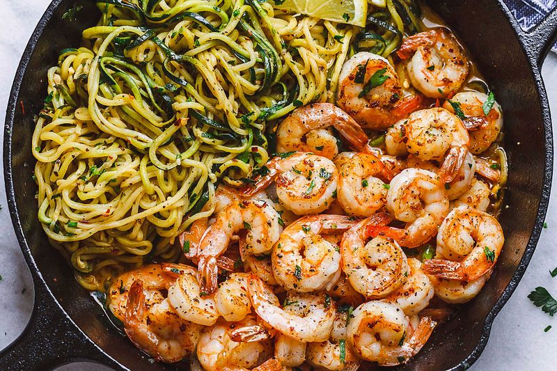 Garlic Butter Shrimp With Zoodles