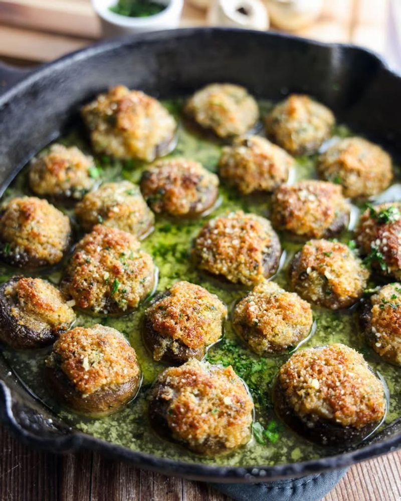 Roasted Garlic And Herb Mushroom Caps