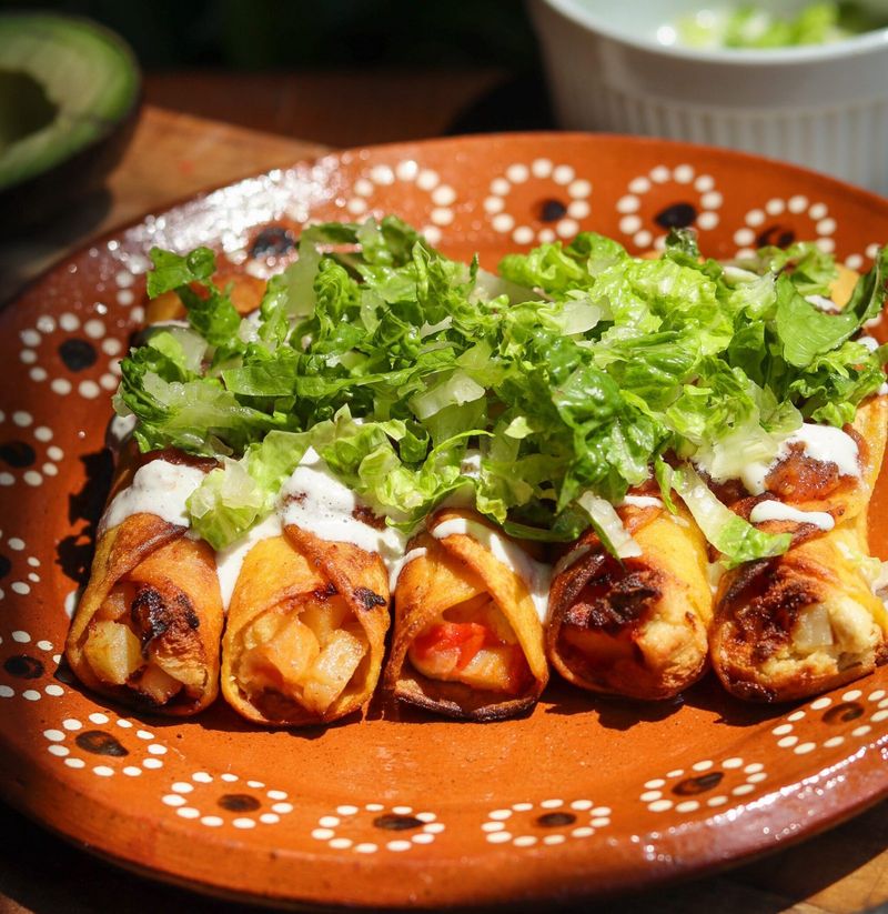 Crispy Potato Flautas With Avocado Sauce