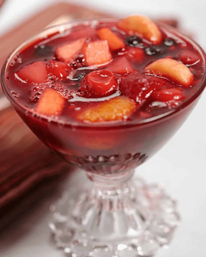 Jell-O With Fruit Cocktail Suspended Inside