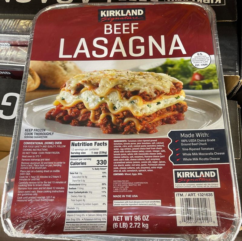 Kirkland Signature Beef Lasagna