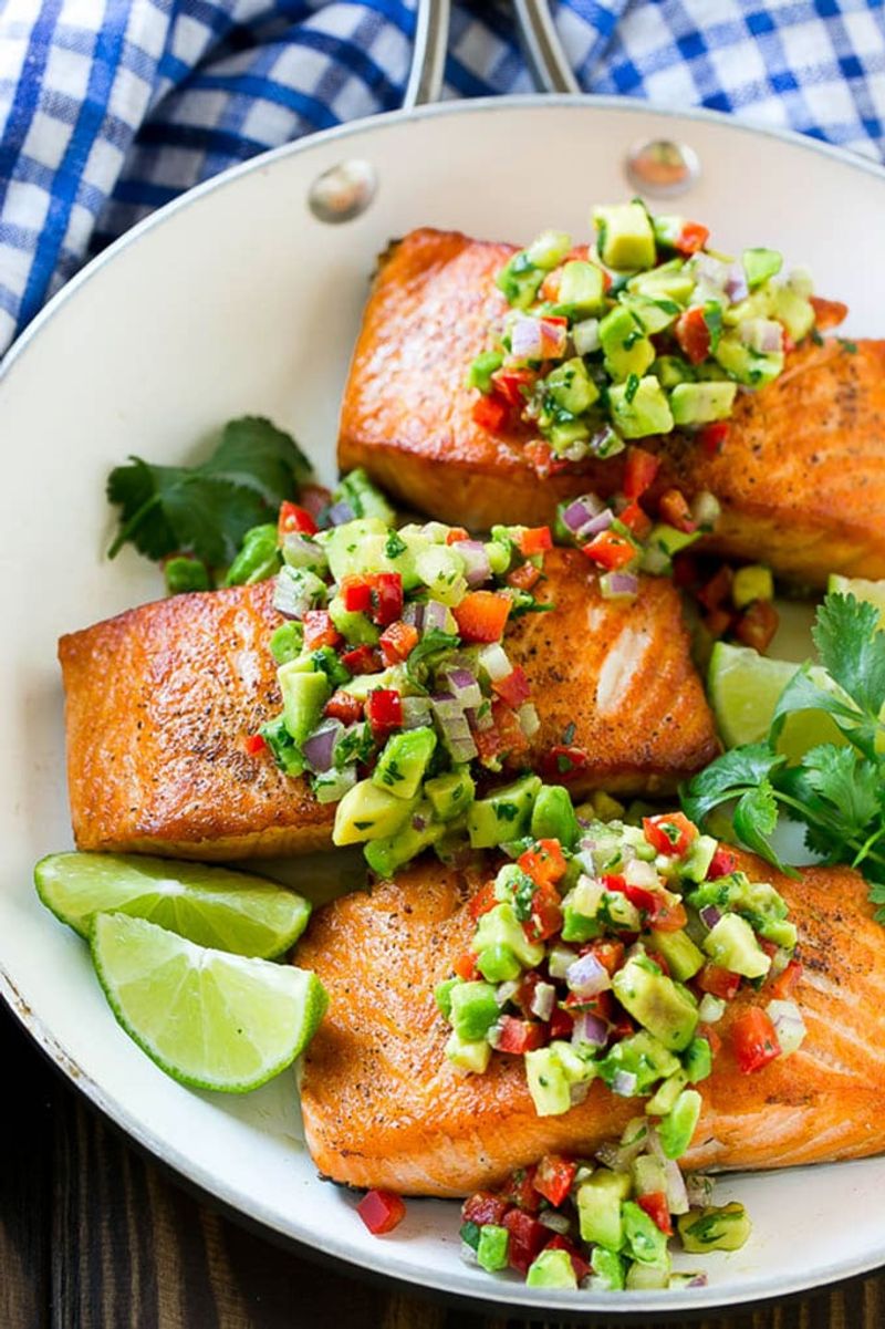 Citrus-Glazed Salmon With Avocado Salsa