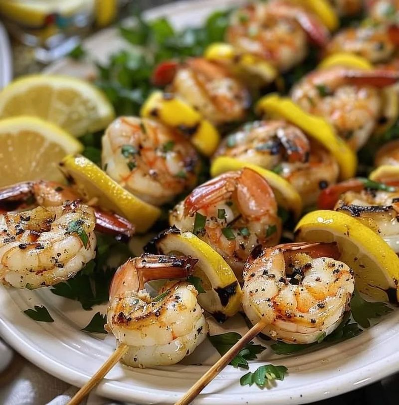 Lemon Basil Shrimp Skewers