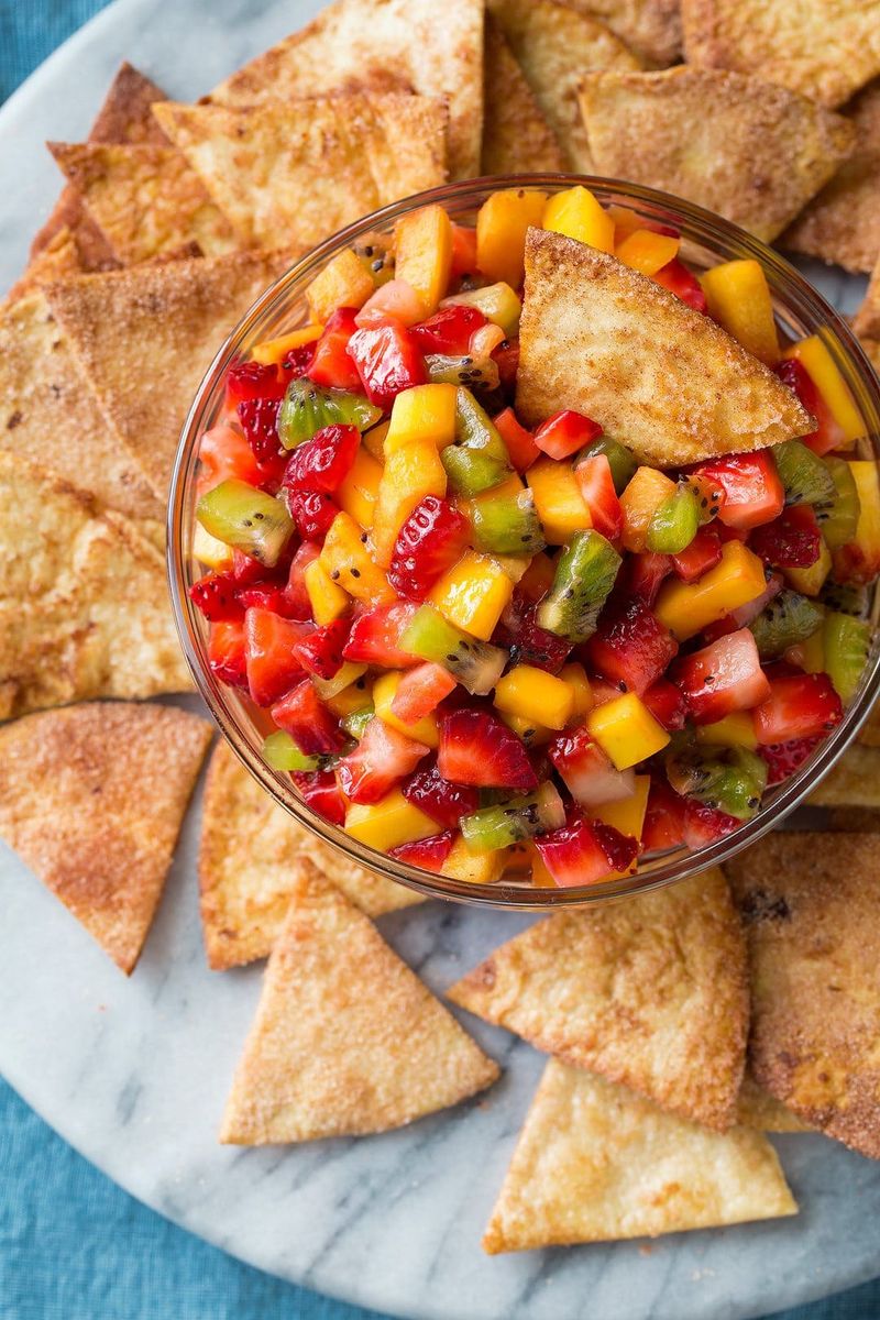 Cinnamon-Sugar Tortilla Chips With Fruit Salsa