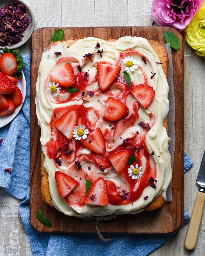 Rose Petal Strawberry Cake