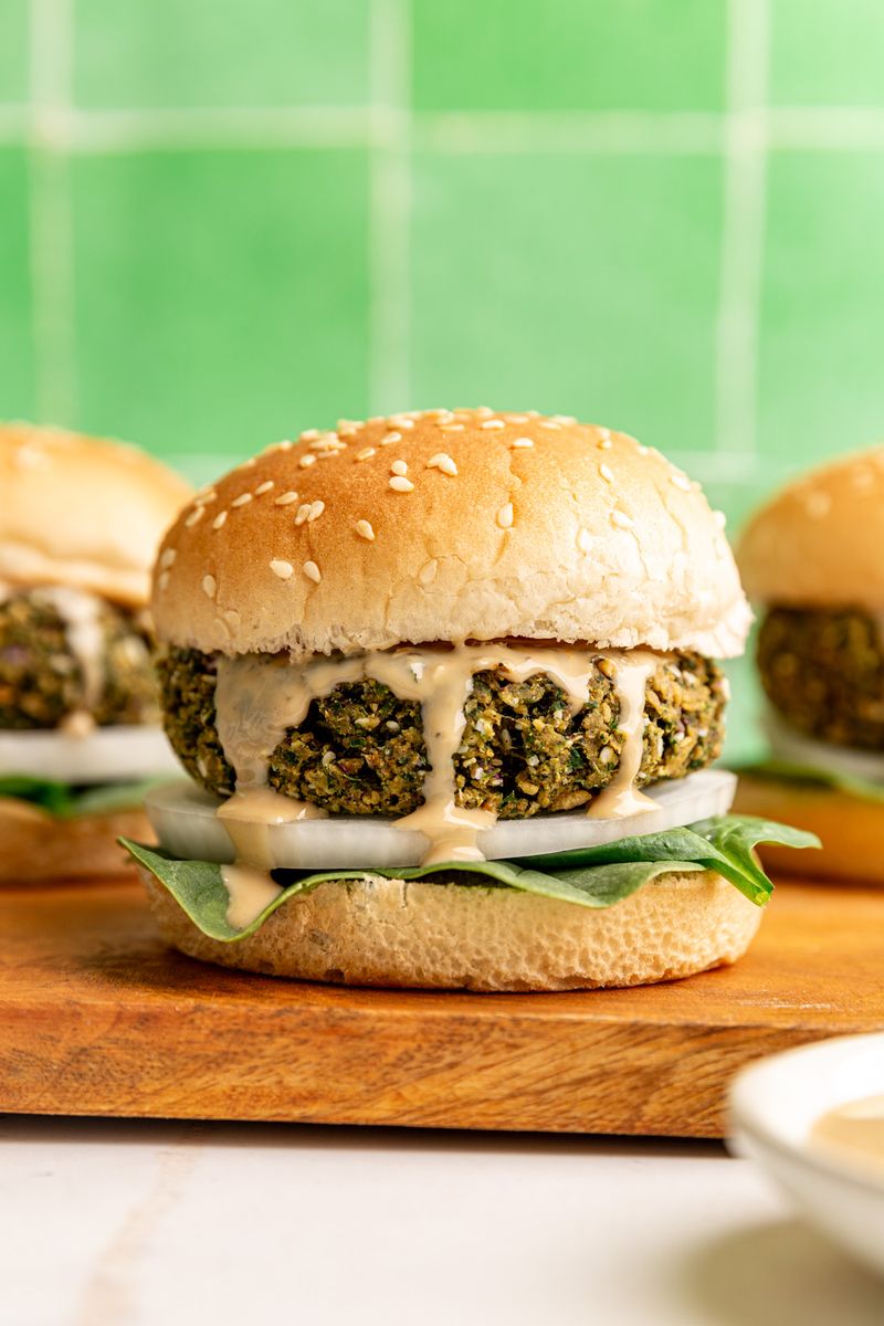 Falafel Burgers With Tahini Drizzle
