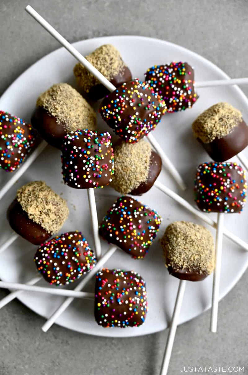 Chocolate-Dipped Marshmallow Pops