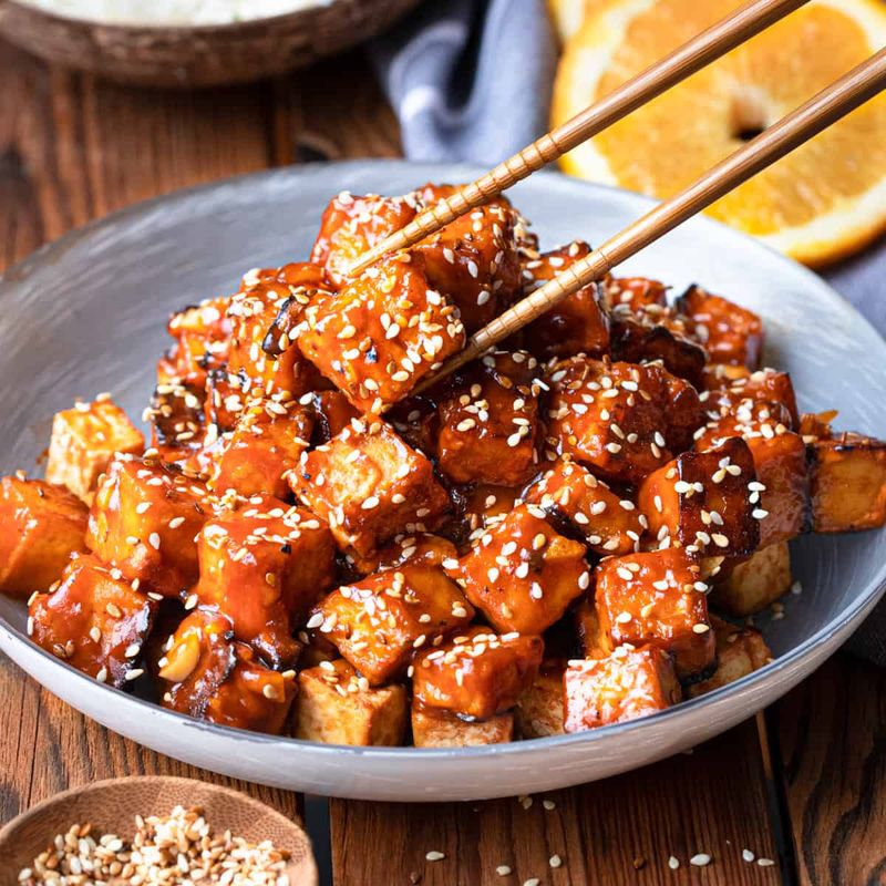Sticky Orange Sesame Tofu