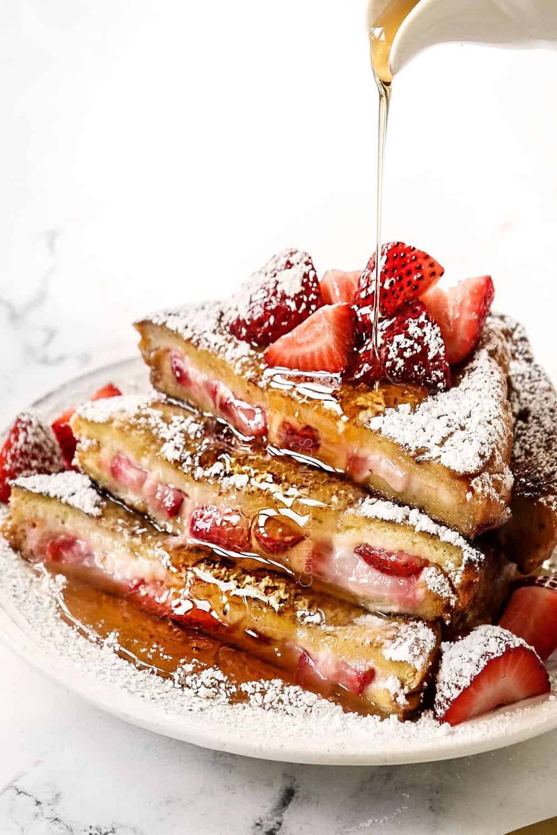 Mascarpone-Stuffed French Toast With Fresh Strawberry Syrup