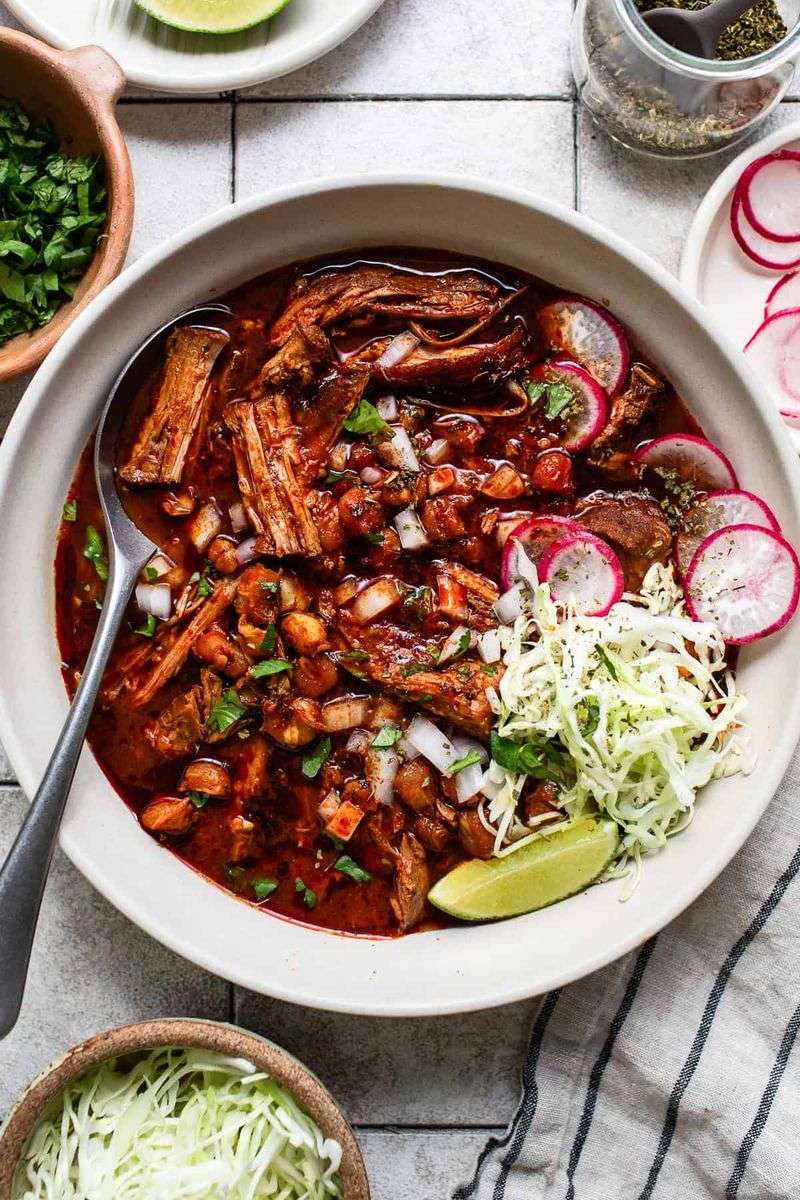 Pozole Rojo (Hearty Pork And Hominy Stew)