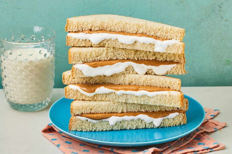 Peanut Butter And Marshmallow Fluff Sandwiches