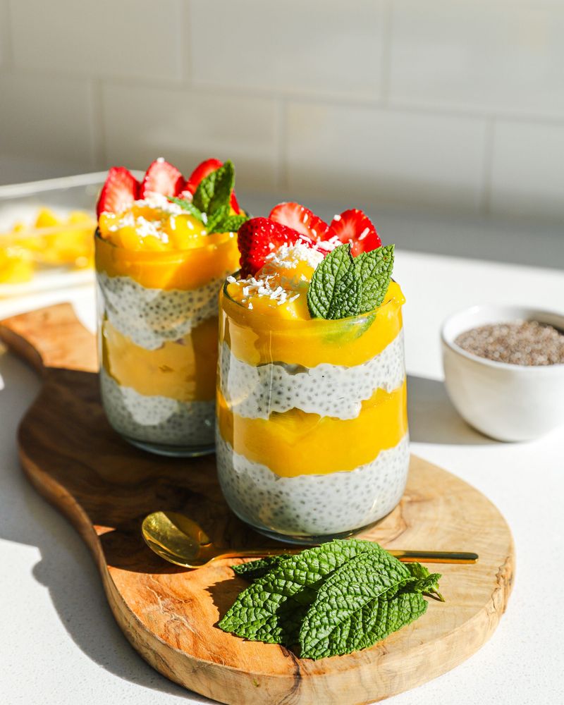 Tropical Coconut Chia Pudding Parfaits