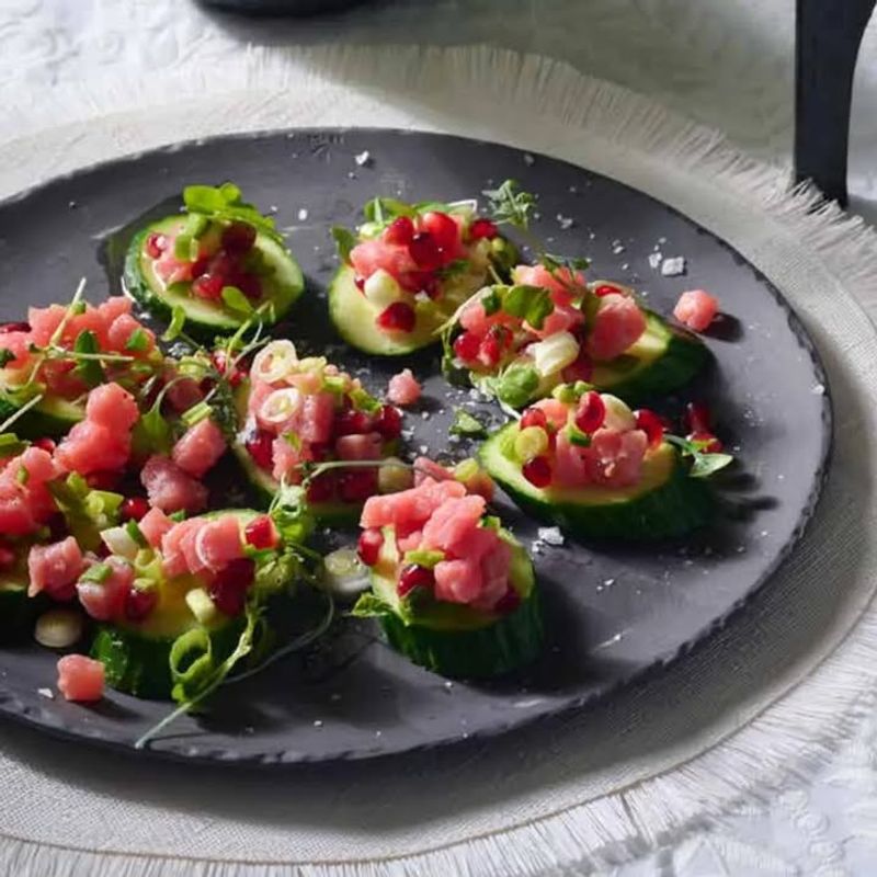 Tuna Tartare On Cucumber Rounds