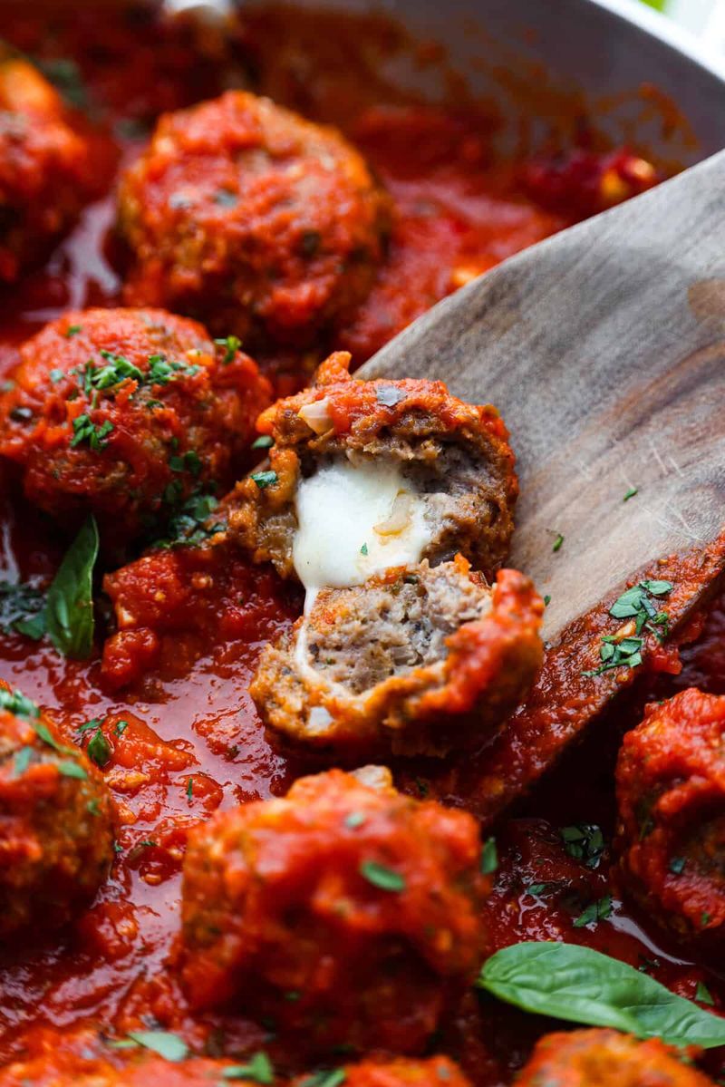 Mozzarella-Stuffed Meatballs