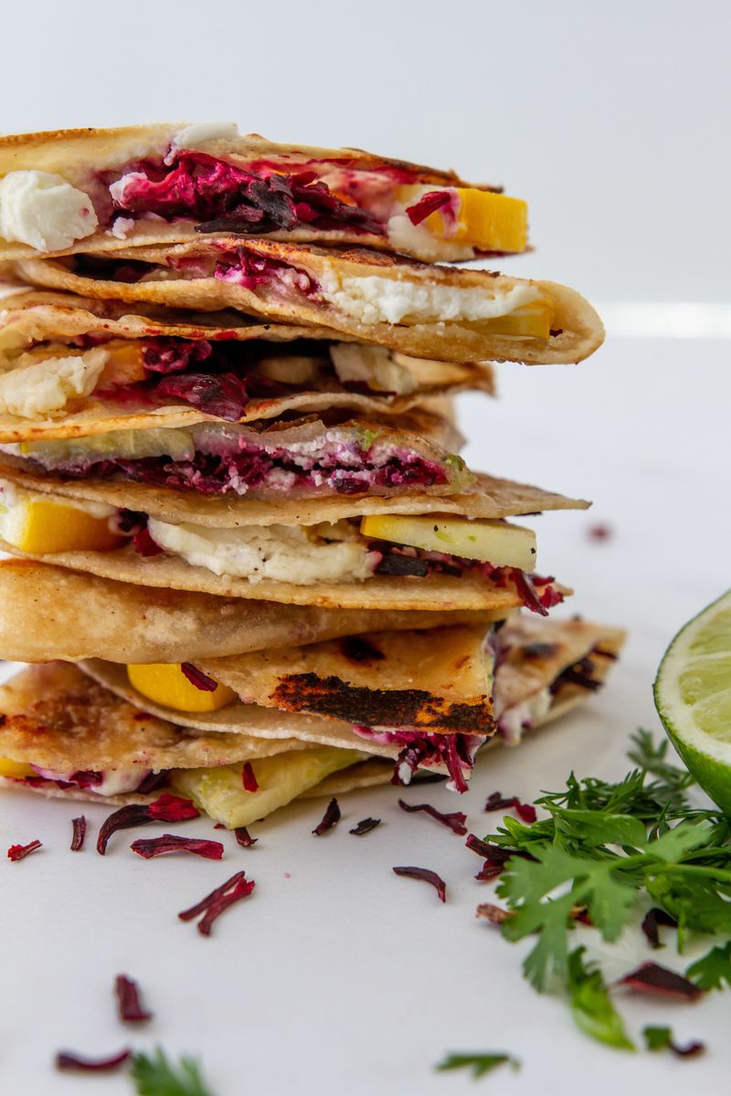 Hibiscus Flower And Cheese Quesadillas