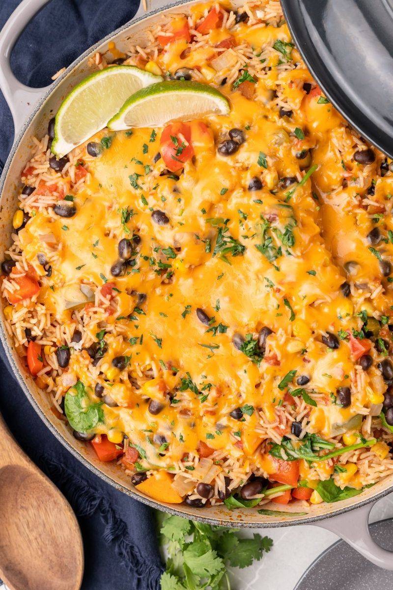 Cheesy Bean And Rice Skillet