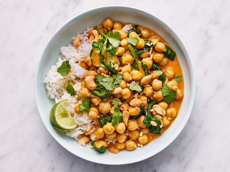 Coconut Curry Chickpeas With Rice