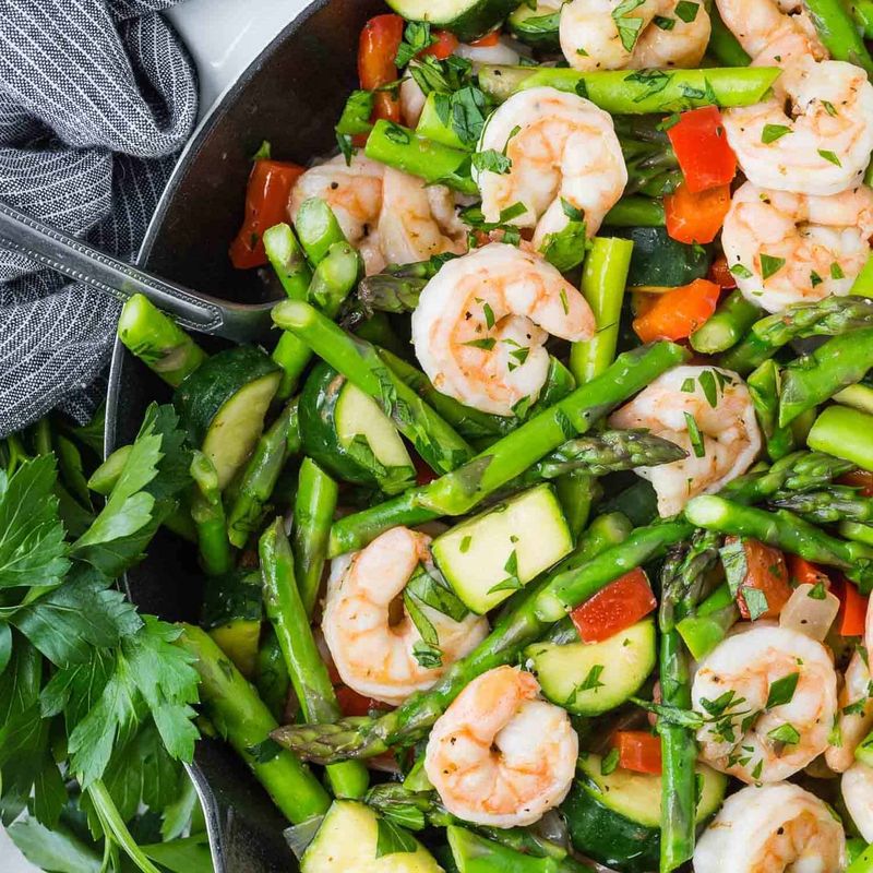 Lemon Garlic Shrimp With Spring Vegetables