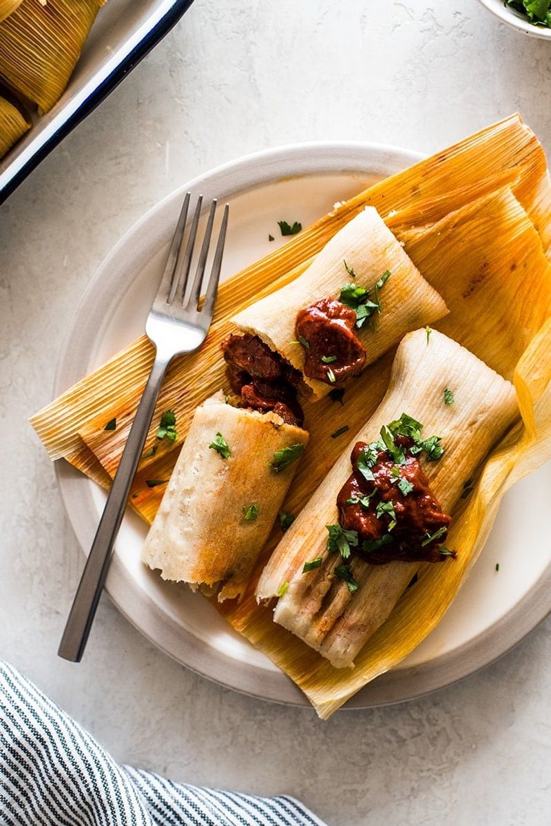 Tamales With Pork And Red Chile