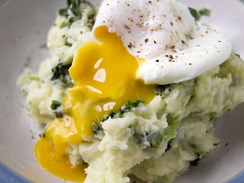 Poached Eggs On Smashed Potatoes