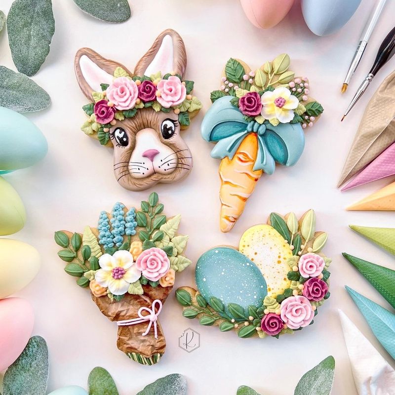 Impressionist Floral Rabbits