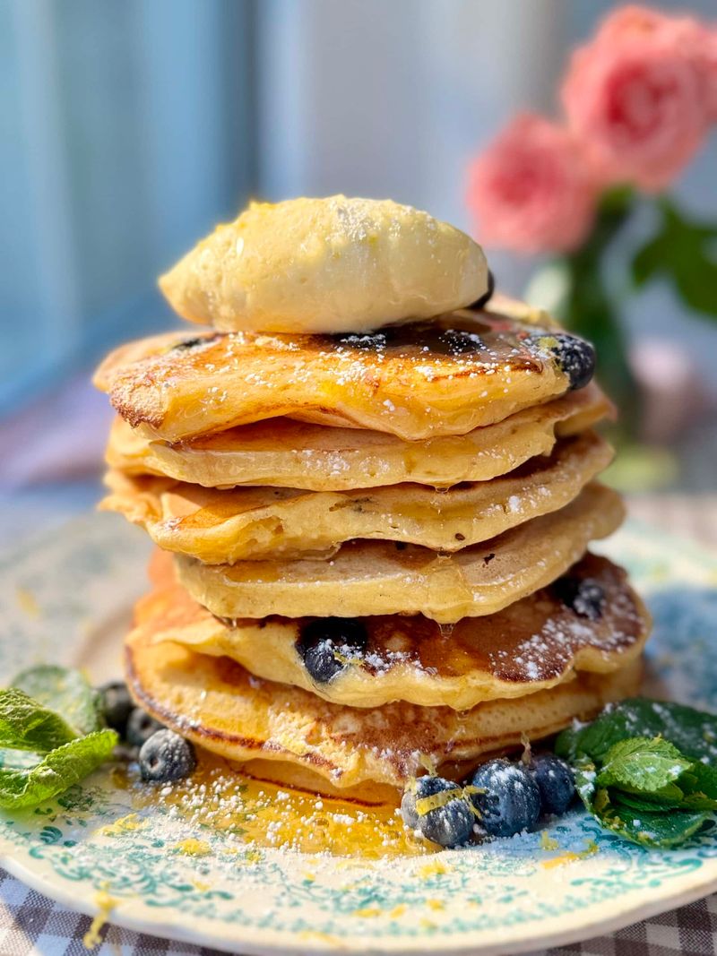 Ricotta Pancakes With Honey Drizzle