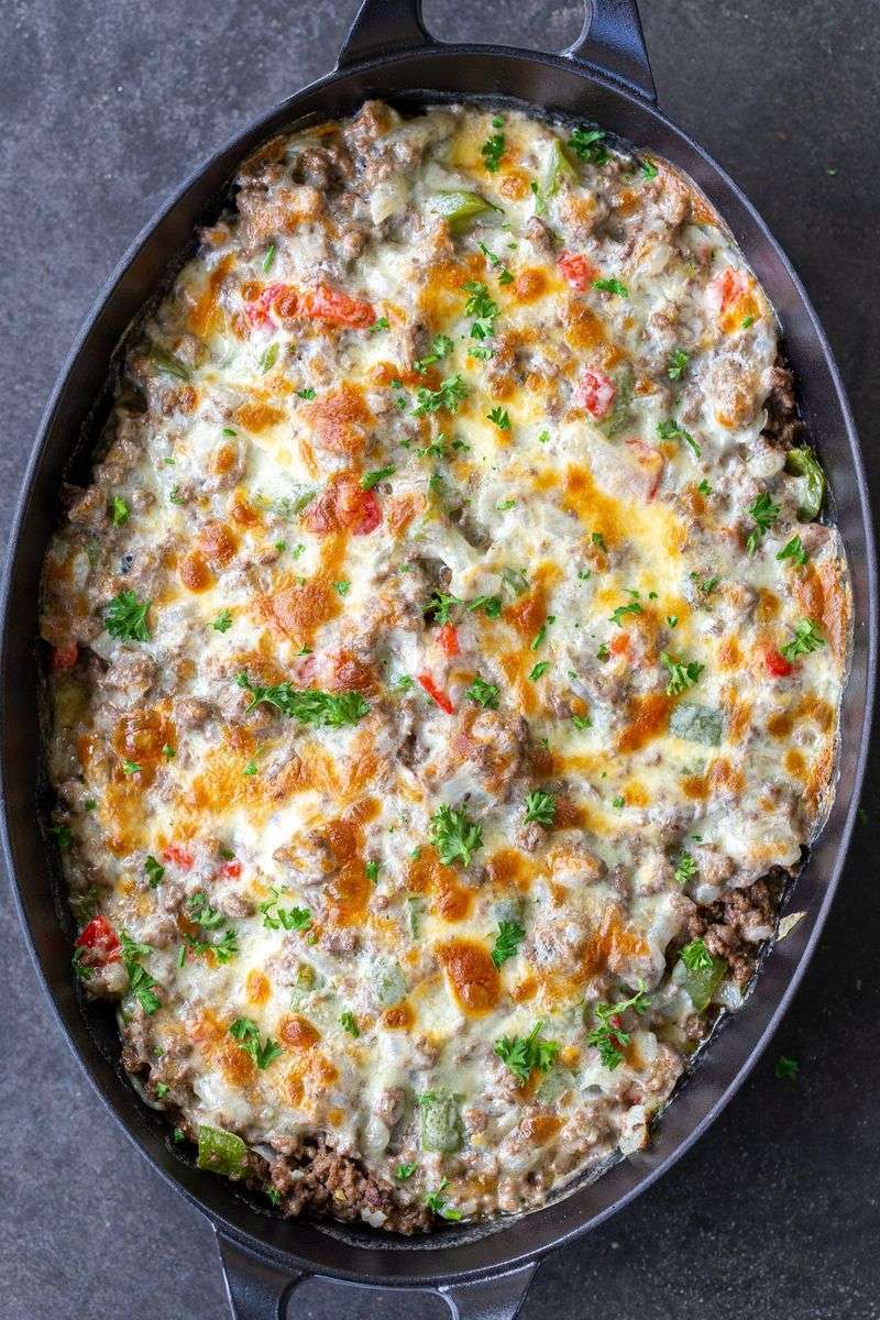 Philly Cheesesteak Potato Casserole