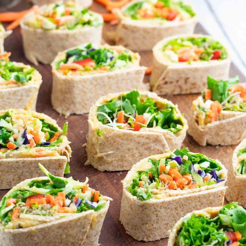 Roasted Veggie And Hummus Pinwheels