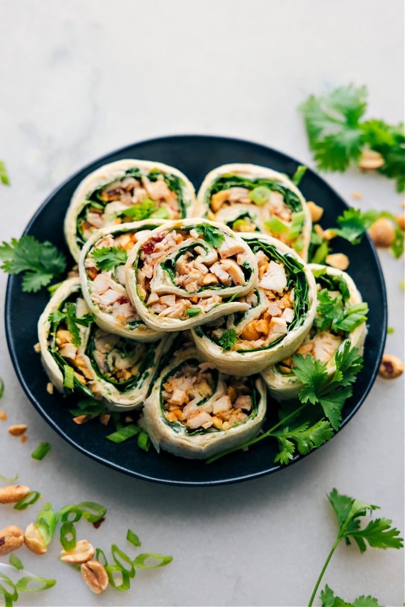 Thai Peanut Chicken Pinwheels