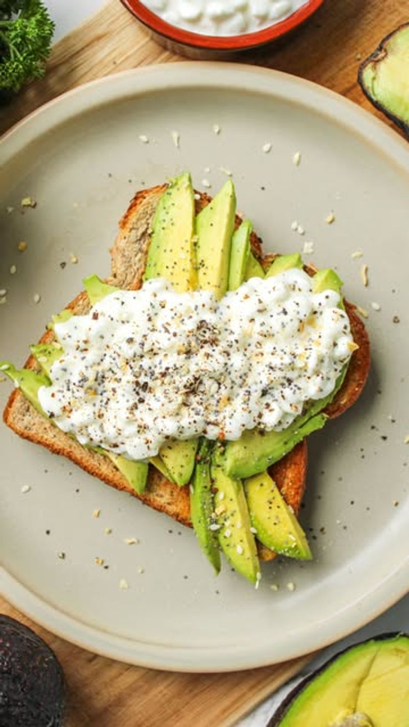 Cottage Cheese With Sliced Avocado