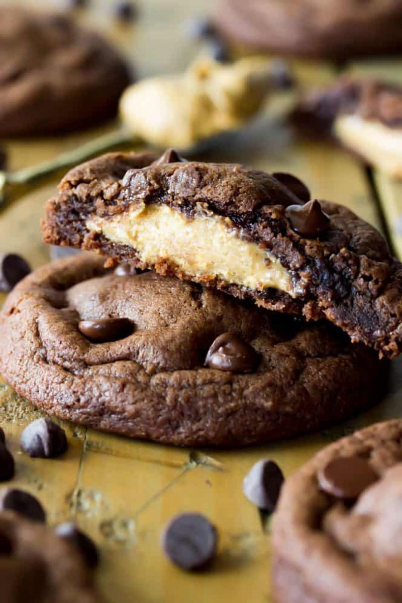 Peanut Butter Cup Stuffed Cookies