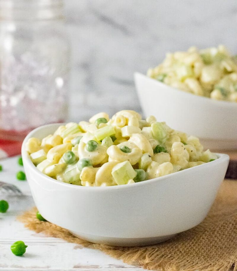 Cold Macaroni Salad With Mayo And Pickles
