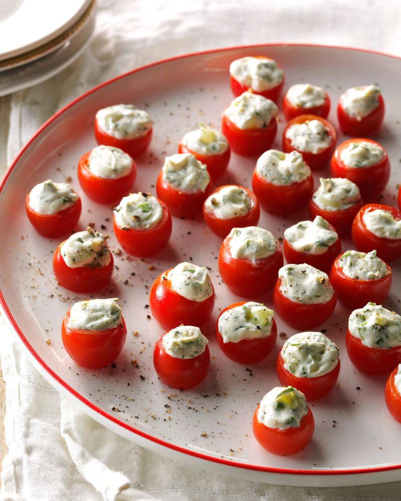 Herbed Cream Cheese Stuffed Cherry Tomatoes