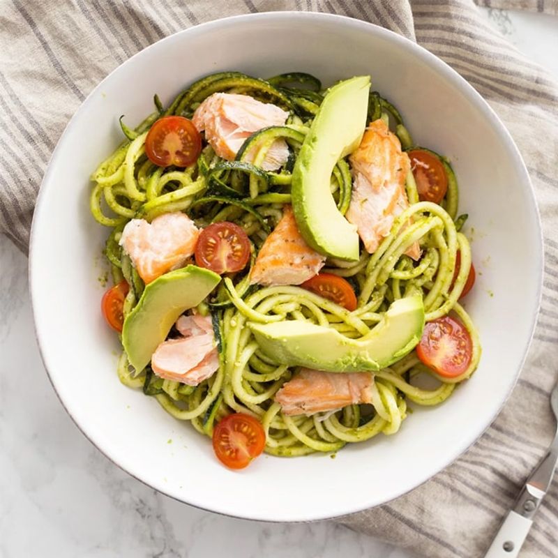 Zucchini Noodle Primavera With Grilled Chicken