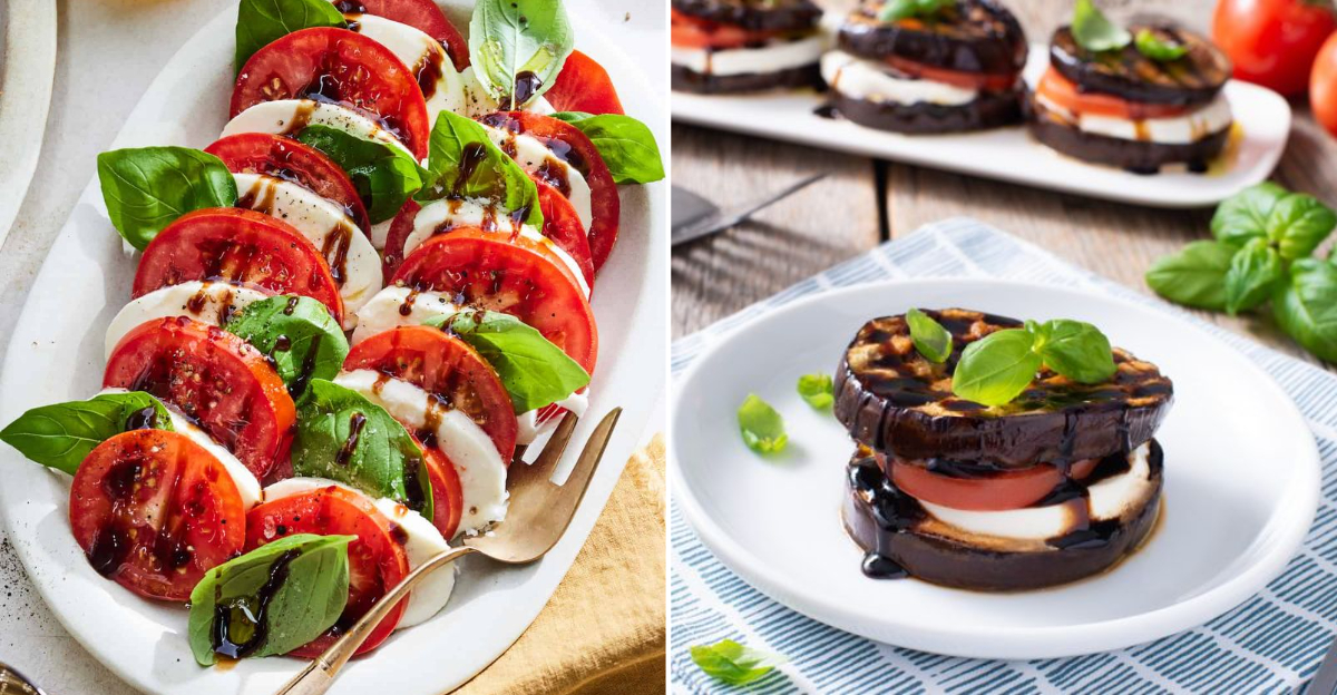 old and new Caprese salads