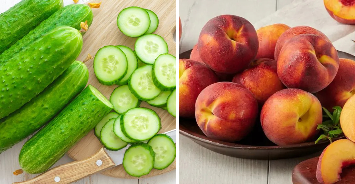 cucumbers and peaches