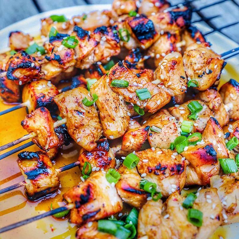 Honey Bourbon Chicken Skewers