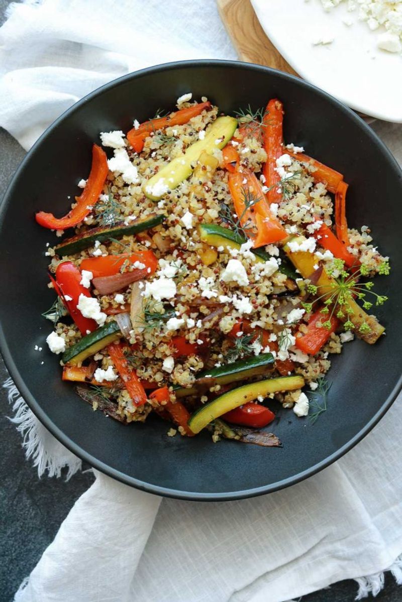 Quinoa Salad With Roasted Veggies And Feta