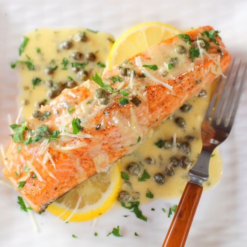 Lemon Garlic Salmon With Capers