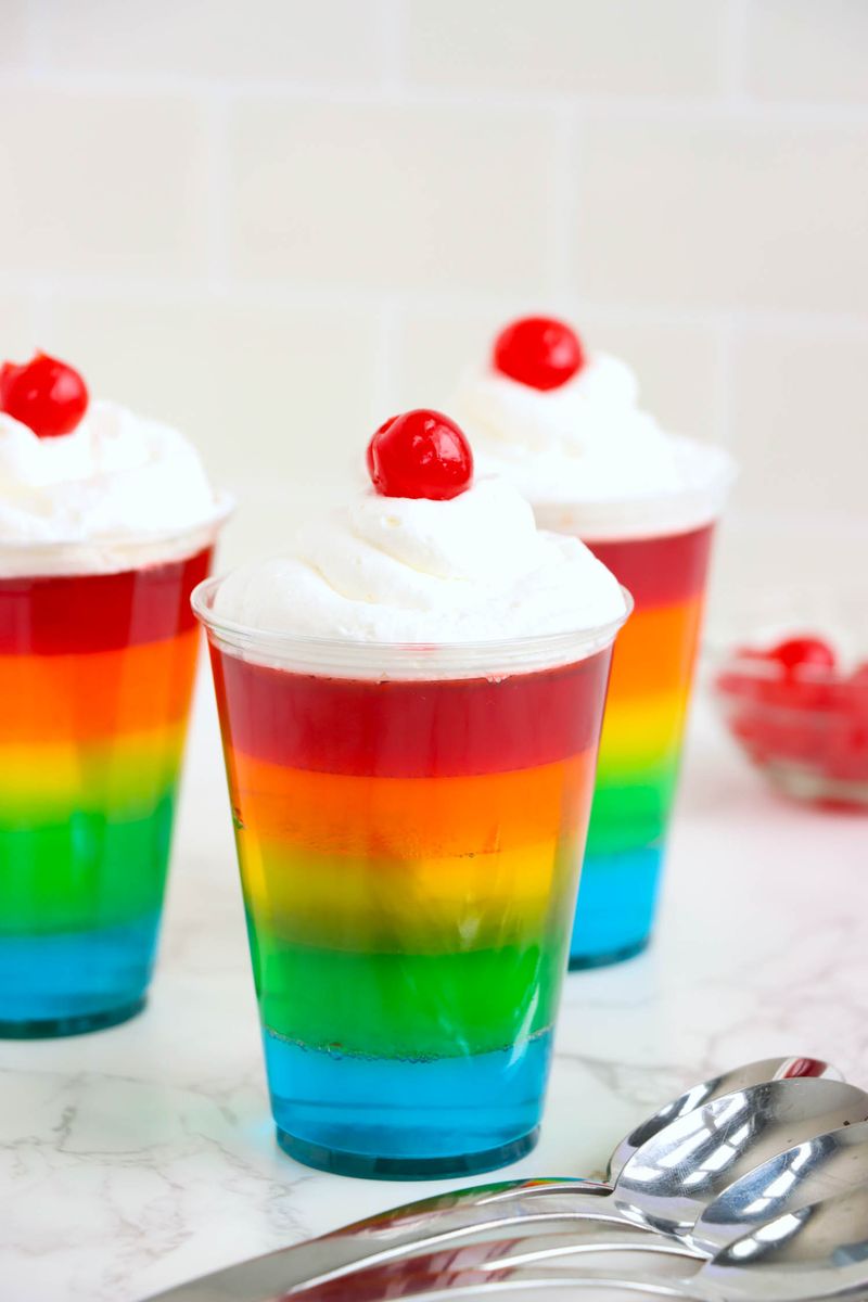 Rainbow Jello Cups