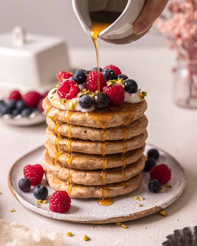 Vegan Pancakes With Maple And Berries