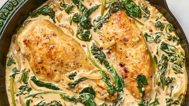 Creamy Garlic Chicken With Spinach