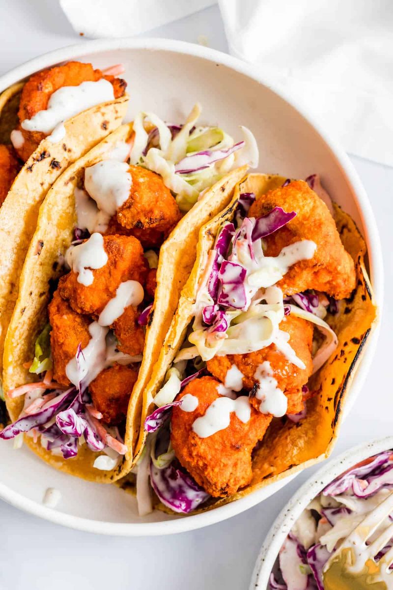 Crispy Buffalo Cauliflower Tacos
