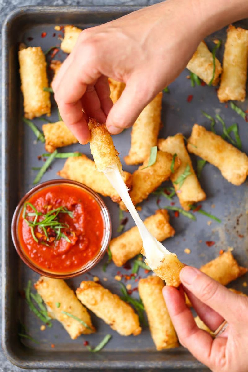Baked Wonton Mozzarella Sticks