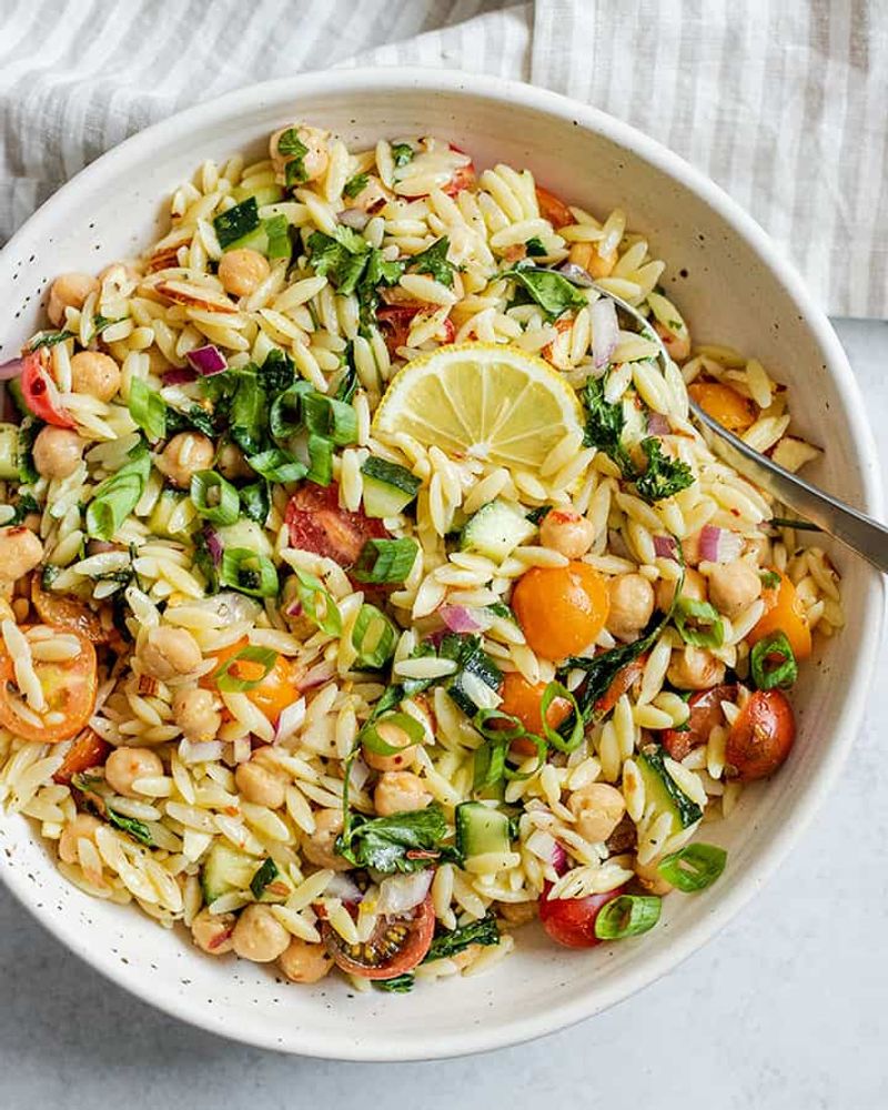 Lemon Basil Chickpea Pasta Salad