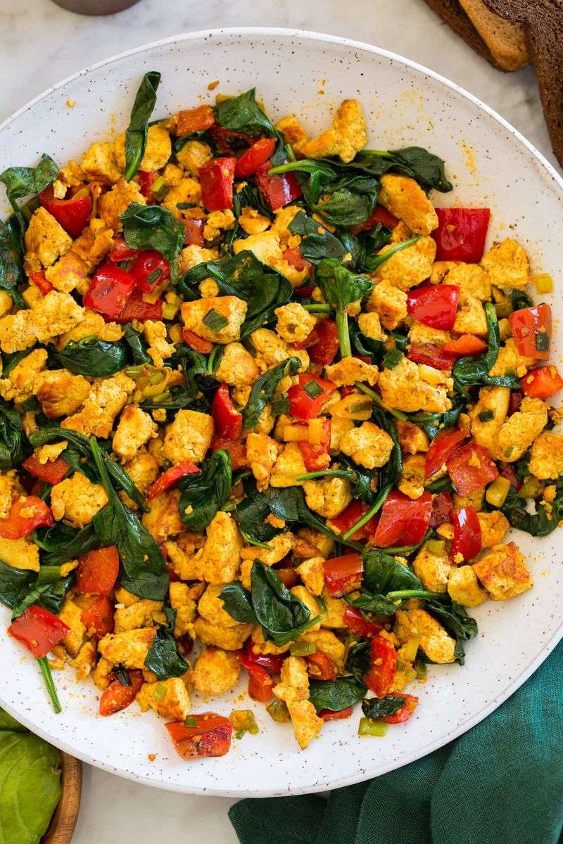 Tofu Scramble With Spinach And Peppers