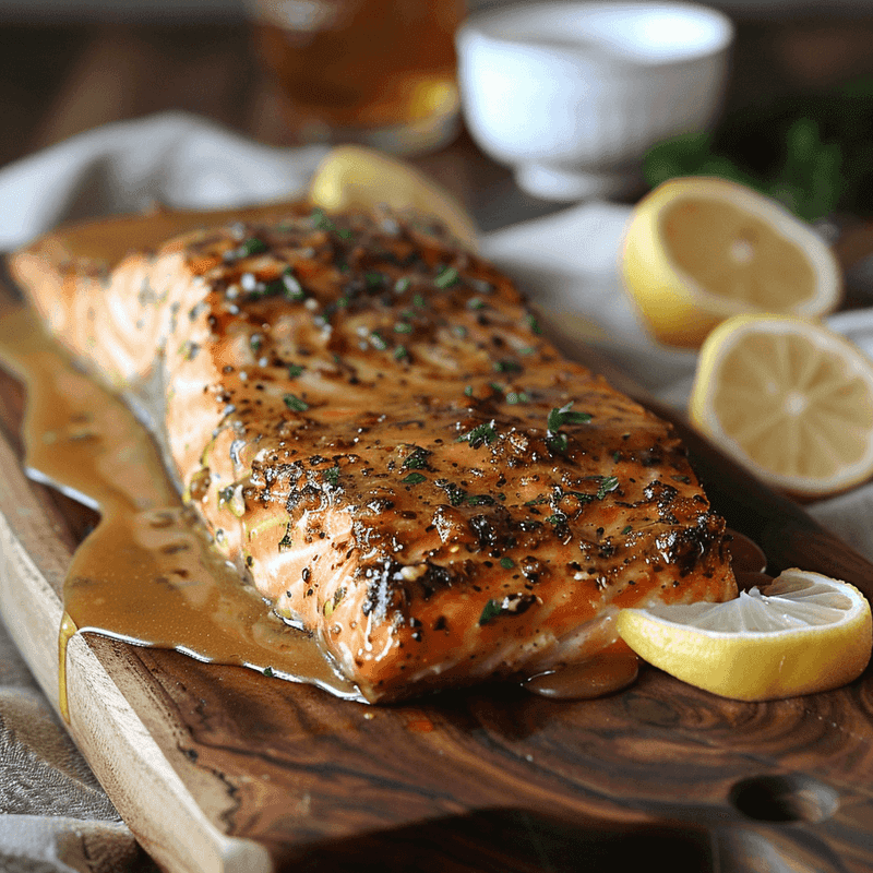 Bourbon-Infused Cedar Plank Salmon