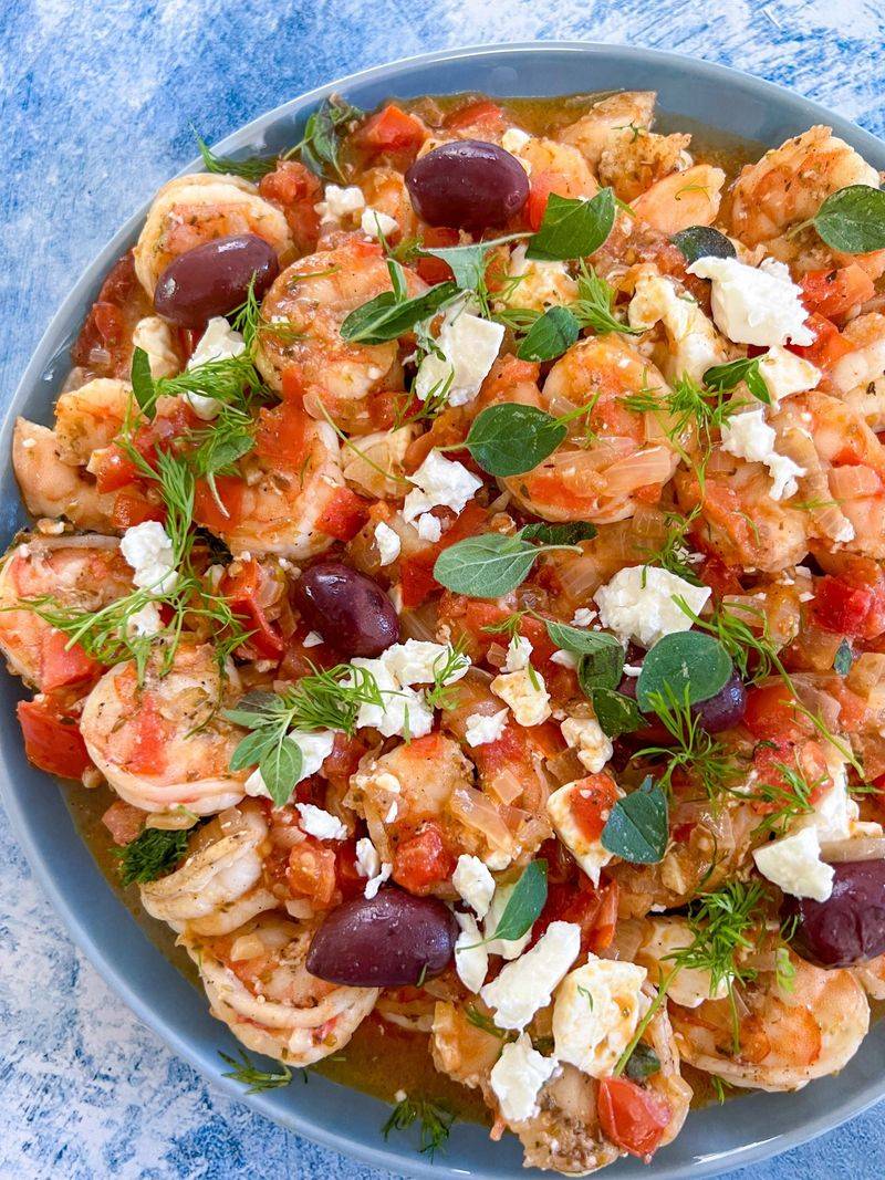 Mediterranean Shrimp And Feta Skillet